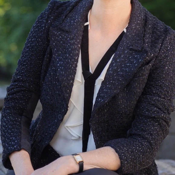 Couture Tweed Blazer | Marni | Black and Navy Metallic - Picture 2 of 10